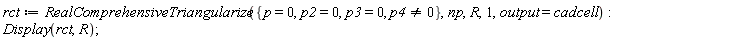 rct := RealComprehensiveTriangularize({p = 0, p2 = 0, p3 = 0, p4 <> 0}, np, R, 1, output = cadcell); Display(rct, R)