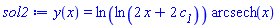 y(x) = ln(ln(2*x+2*c__1))*arcsech(x)