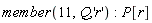 member(11, Q, 'r'); -1; P[r]