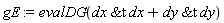 gE := evalDG(`&t`(dx, dx)+`&t`(dy, dy))