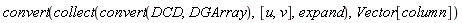 convert(collect(convert(DCD, DGArray), [u, v], expand), Vector[column])