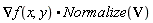 Nabla(f(x, y)).Normalize(V)
