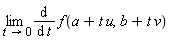 limit(diff(f(a+t*u, b+t*v), t), t = 0)