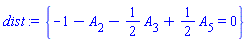 {-1-A[2]-(1/2)*A[3]+(1/2)*A[5] = 0}