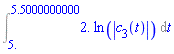 Int(2.*ln(abs(c[3](t))), t = 5. .. 5.5000000000)