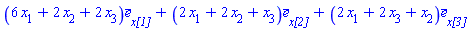 Vector[column]([[6*x[1]+2*x[2]+2*x[3]], [2*x[1]+2*x[2]+x[3]], [2*x[1]+2*x[3]+x[2]]], [