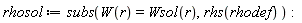 rhosol := subs(W(r) = Wsol(r), rhs(rhodef)):