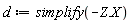 d := simplify(-Typesetting:-delayDotProduct(Z, X))