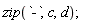 zip(`-`, c, d);