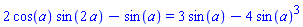 2*cos(a)*sin(2*a)-sin(a) = 3*sin(a)-4*sin(a)^3