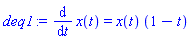 diff(x(t), t) = x(t)*(1-t)