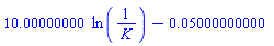 10.00000000*ln(1/K)-0.5000000000e-1