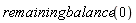 remainingbalance(0)