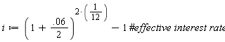 i := (1+0.6e-1*(1/2))^(2*(1/12))-1