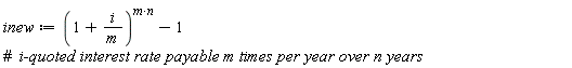 inew := (1+i/m)^(m*n)-1