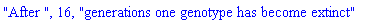 "After ", 16, "generations one genotype has become extinct"