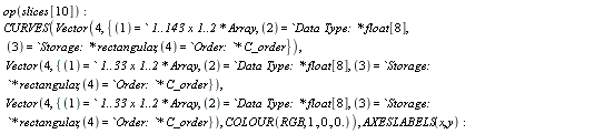 op(slices[10]); CURVES(Vector(4, {1 = ` 1..143 x 1..2 `*Array, 2 = `Data Type: `*float[8], 3 = `Storage: `*rectangular, 4 = `Order: `*C_order}), Vector(4, {1 = ` 1..33 x 1..2 `*Array, 2 = `Data Type: `*float[8], 3 = `Storage:  `*rectangular, 4 = `Order: `*C_order}), Vector(4, {1 = ` 1..33 x 1..2 `*Array, 2 = `Data Type: `*float[8], 3 = `Storage:  `*rectangular, 4 = `Order: `*C_order}), COLOUR(RGB, 1., 0., 0.)), AXESLABELS(x, y)