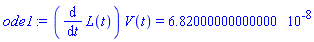 (diff(L(t), t))*V(t) = 0.682000000000000e-7