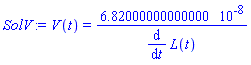 V(t) = 0.682000000000000e-7/(diff(L(t), t))