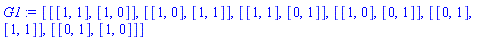 [[[1, 1], [1, 0]], [[1, 0], [1, 1]], [[1, 1], [0, 1]], [[1, 0], [0, 1]], [[0, 1], [1, 1]], [[0, 1], [1, 0]]]