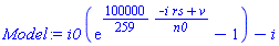 i0*(exp((100000/259)*(-i*rs+v)/n0)-1)-i