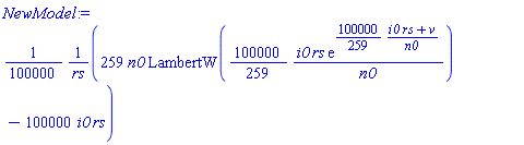 (1/100000)*(259*n0*LambertW((100000/259)*i0*rs*exp((100000/259)*(i0*rs+v)/n0)/n0)-100000*i0*rs)/rs