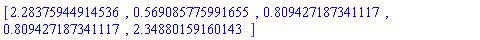 [2.28375944914536, .569085775991655, .809427187341117, .809427187341117, 2.34880159160143]