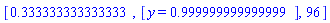 [.333333333333333, [y = HFloat(0.9999999999999992)], 96]