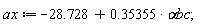 ax := -28.728+.35355*`&alpha;bc`