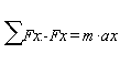 "(&sum;)Fx:-Fx=m*ax"