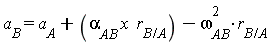 a[B] = x*alpha[AB]*r[B/A]-omega[AB]^2*r[B/A]+a[A]