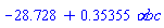 -28.728+.35355*`&alpha;bc`
