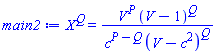 X^Q = V^P*(V-1)^Q/(c^(P-Q)*(V-c^2)^Q)