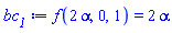 f(2*alpha, 0, 1) = 2*alpha