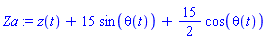 z(t)+15*sin(theta(t))+(15/2)*cos(theta(t))