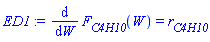 diff(F[C4H10](W), W) = r[C4H10]