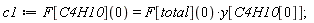 c1 := F[C4H10](0) = F[total](0)*y[C4H10[0]];