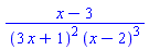 (x-3)/((3*x+1)^2*(x-2)^3)