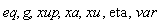 eq, g, xup, xa, xu, eta, var