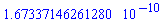0.167337146261280e-9