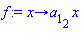proc (x) options operator, arrow; a[1][2]*x end proc
