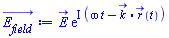 E_*exp(I*(omega*t-Physics:-Vectors:-`.`(k_, r_(t))))