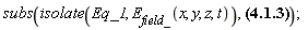 subs(isolate(Eq_1, E__field_(x, y, z, t)), Physics[Vectors][Curl](Physics[Vectors][Curl](E__field_(x, y, z, t))) = -mu*(diff(diff(D__flux_(x, y, z, t), t), t)))