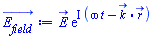 E_*exp(I*(omega*t-Physics:-Vectors:-`.`(k_, r_)))