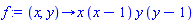 f := proc (x, y) options operator, arrow; x*(x-1)*y*(y-1) end proc