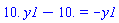 0.1e2*y1-0.1e2 = -y1