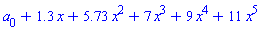 a[0]+1.3*x+5.73*x^2+7*x^3+9*x^4+11*x^5