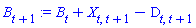 B[t]+X[t, t+1]-D[t, t+1]