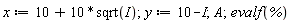 x := 10+10*sqrt(I); 1; y := 10-I; 1; A; 1; evalf(%)