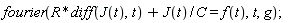 fourier(R*(diff(J(t), t))+J(t)/C = f(t), t, g);